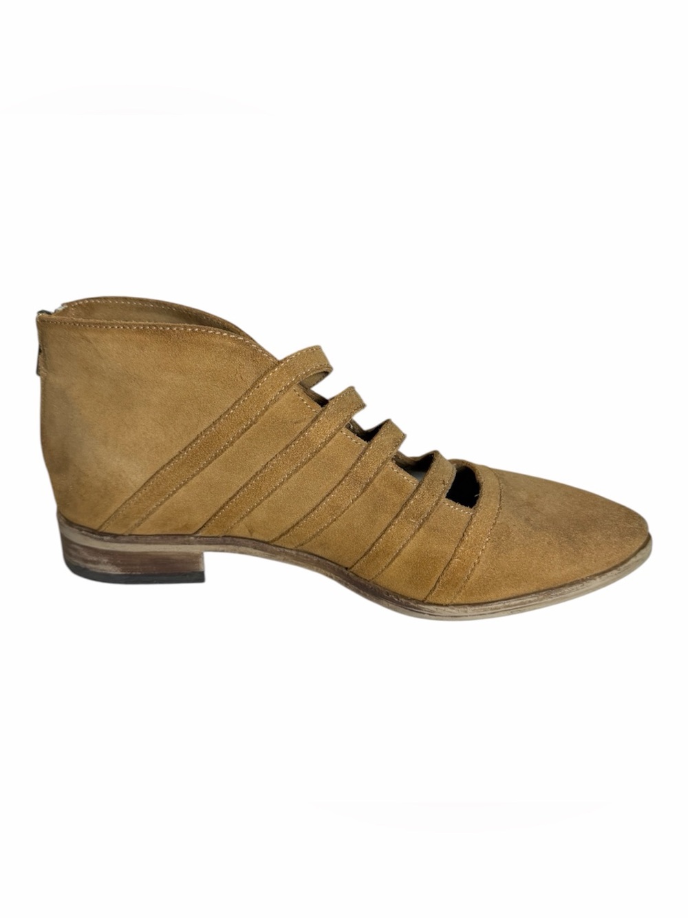 Free People Jesse Cut Out Boot Tan Suede Ankle Booties EU39 US 8.5 Tan Back Zip